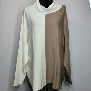 NWT Cupio Cream and Brown Cowl Neck Sweater SIZE 2X.‎ #875